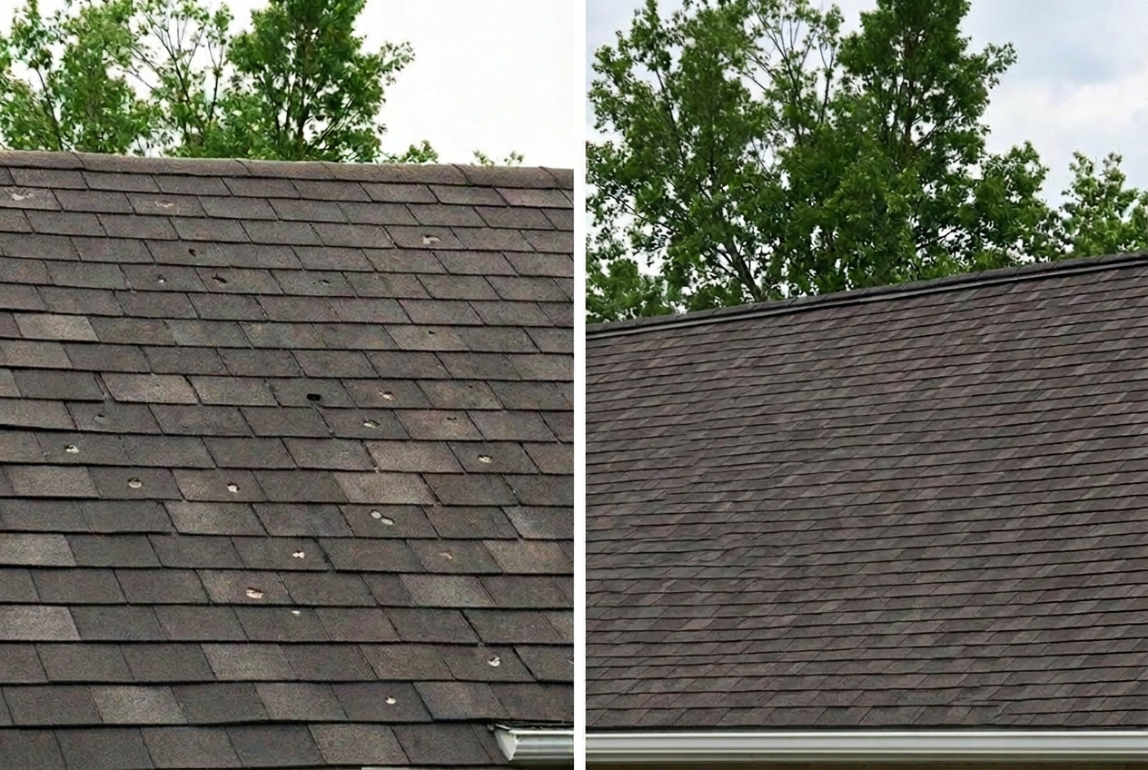 Missing shingles restored to premium roof